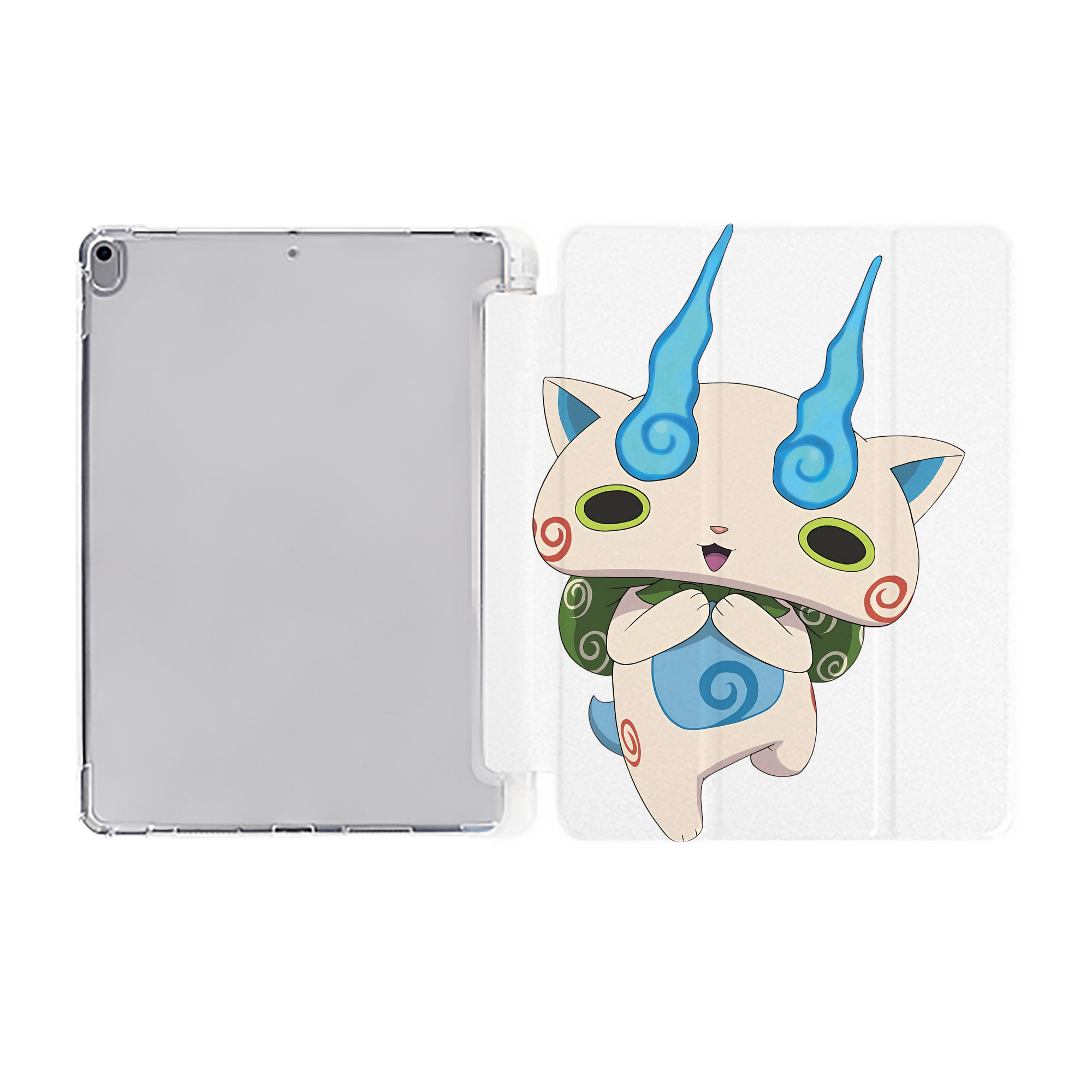 （画像用） 妖怪ウォッチ Yo-kai Watch IPad ケース ペン収納付き 三つ折りスタンド PUレザー×シリコン 対応機種9.5/10.5/10.9インチ